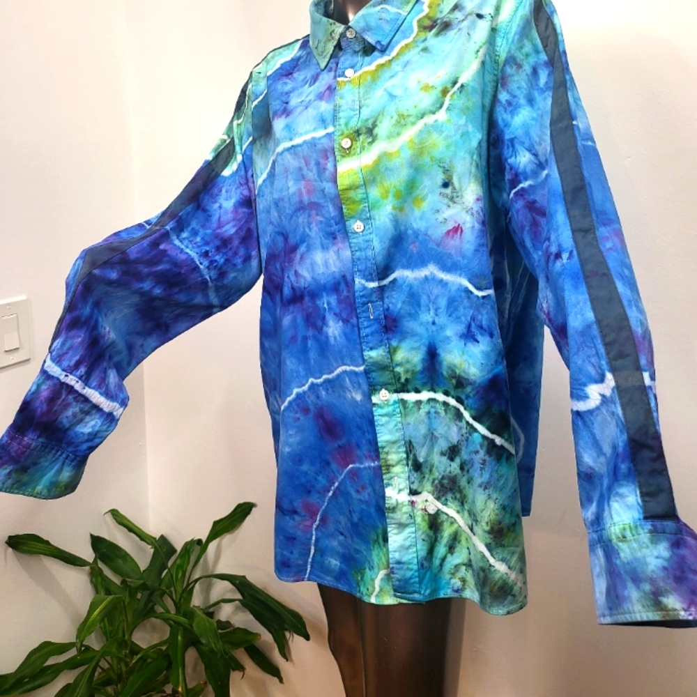 Tiedye Button-up Slim Fit Hip Hop Rock N Roll, Hipster, Hippie, Rave, Party